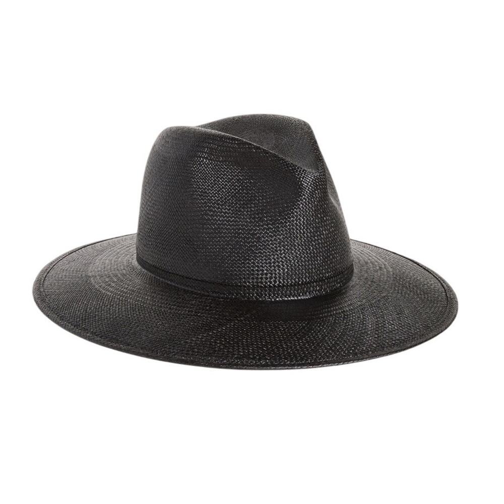 Janessa Leone Classic Black Maddox Straw Hat Size M